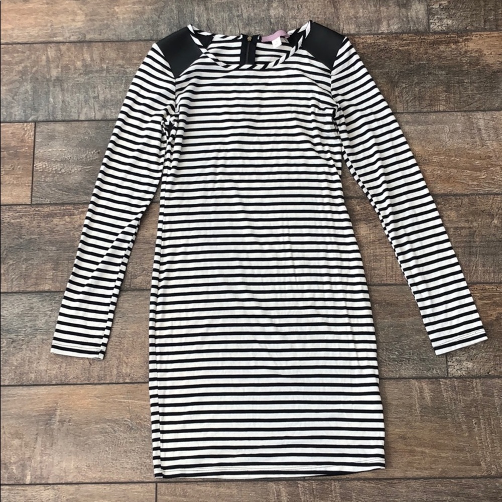 Striped Bodycon with Faux Leather